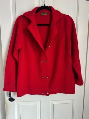 Women's Red Cashmere Knit Jacket - Corgi